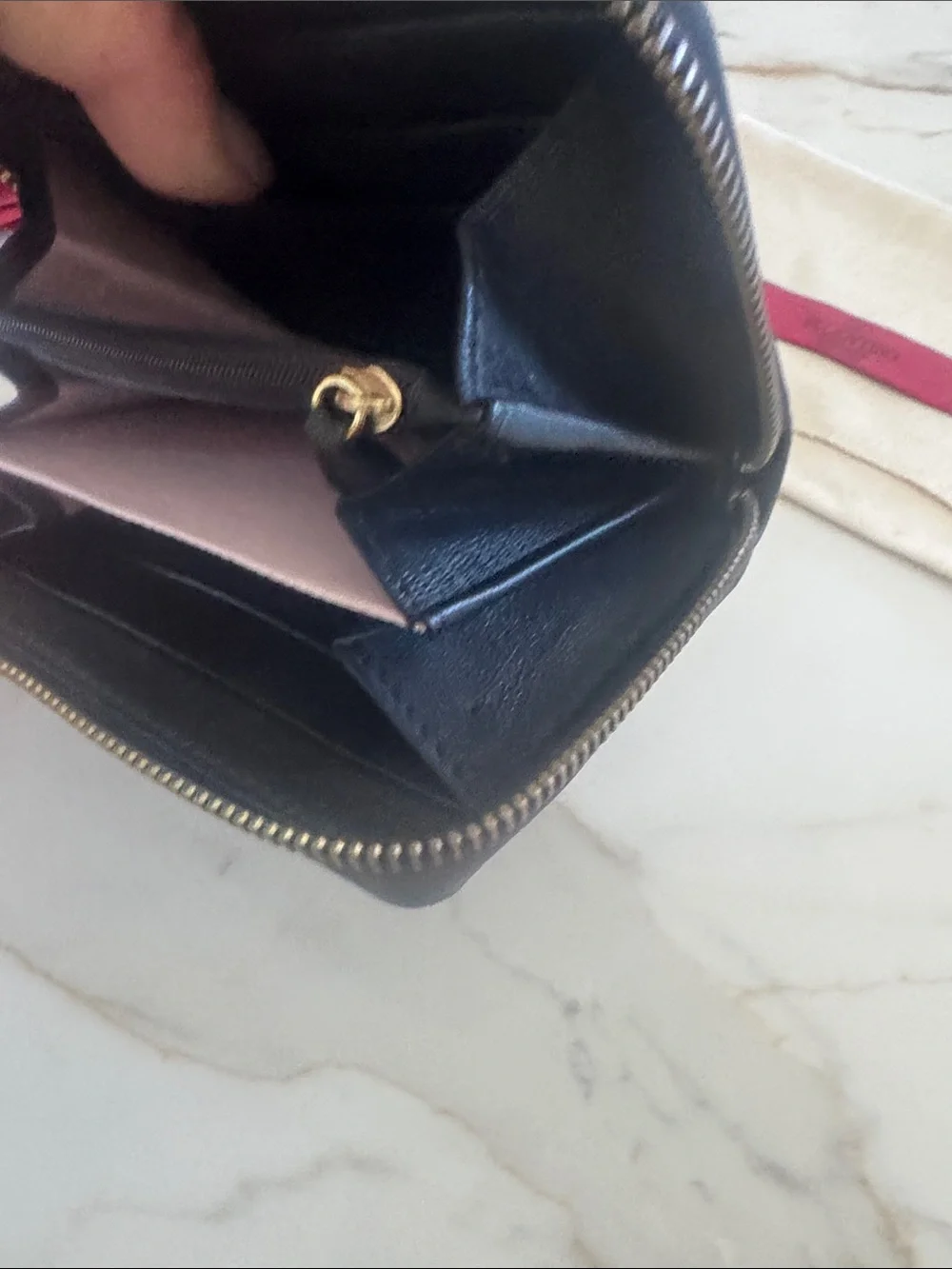 Valentino Black Leather Bow Zip wallet new